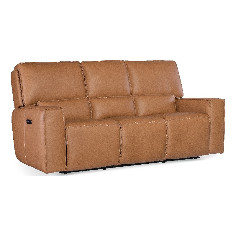 Bowery Hill Modern / Contemporary Zero Gravity Leather Power Sofa in Brown