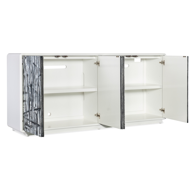 Bowery Hill Modern / Contemporary Wood Credenza in White Finish