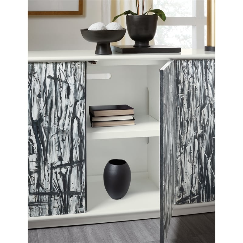 Bowery Hill Modern / Contemporary Wood Credenza in White Finish