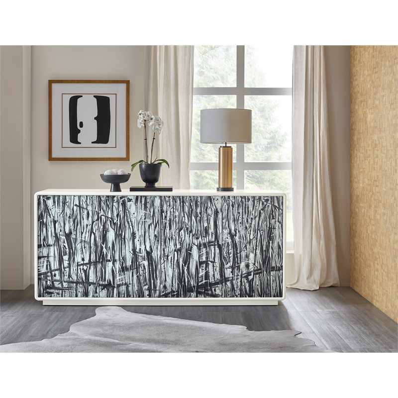 Bowery Hill Modern / Contemporary Wood Credenza in White Finish