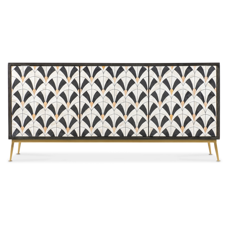Bowery Hill Modern / Contemporary Wood Credenza in Black and White