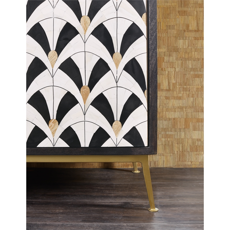 Bowery Hill Modern / Contemporary Wood Credenza in Black and White