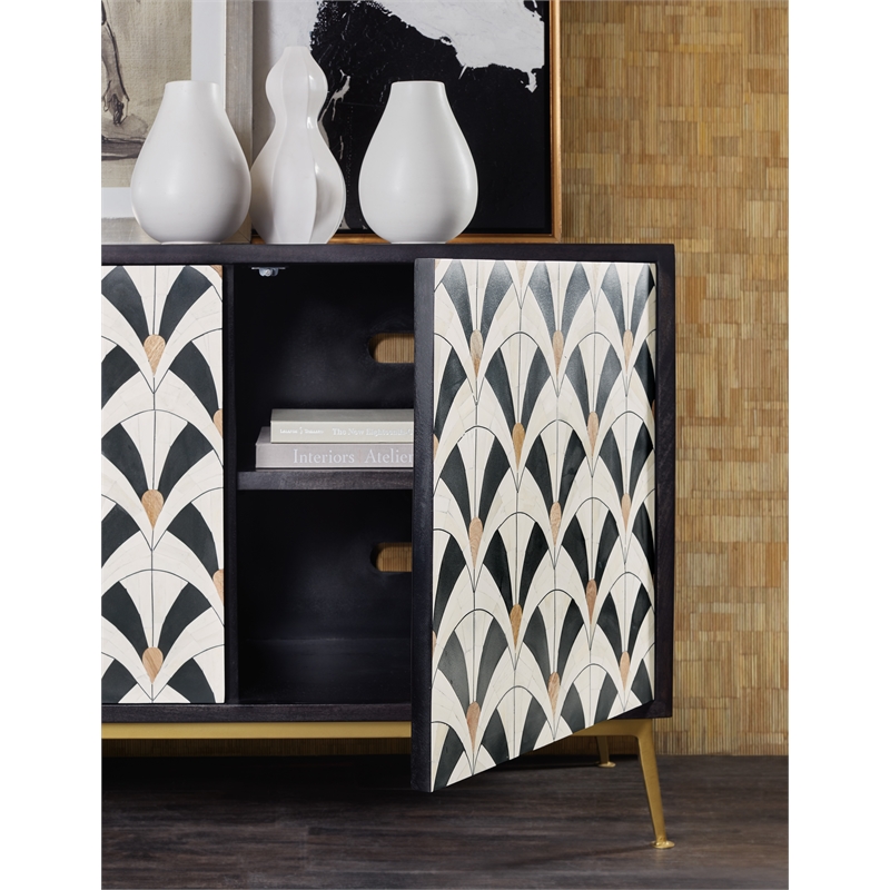 Bowery Hill Modern / Contemporary Wood Credenza in Black and White