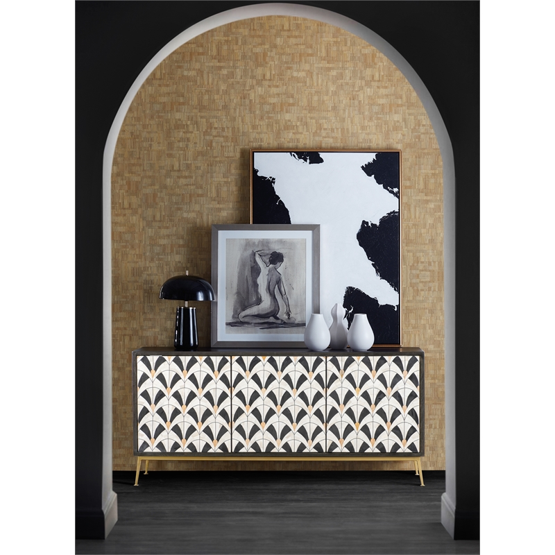 Bowery Hill Modern / Contemporary Wood Credenza in Black and White