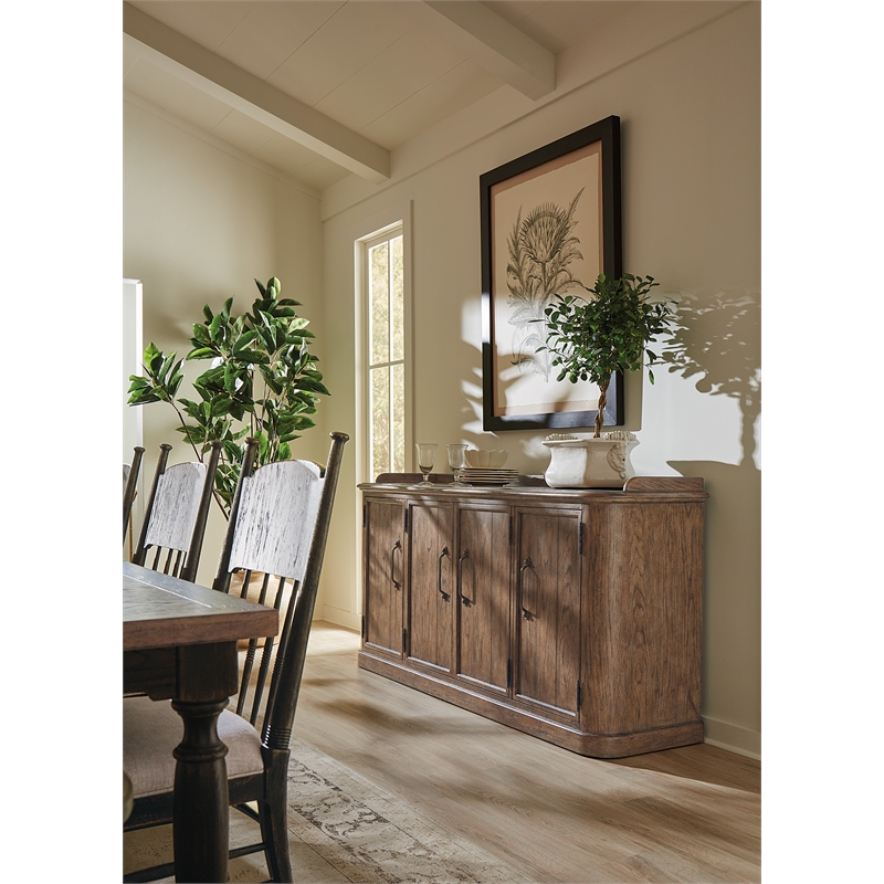 Bowery Hill Wood Brown Buffet Rectangular Distressed 78