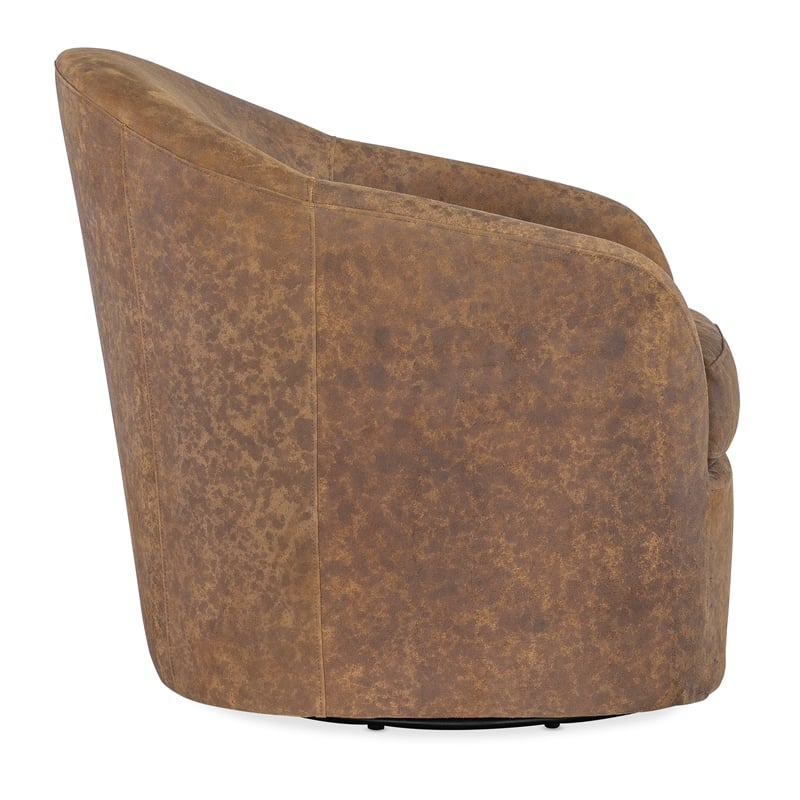 Bowery Hill Modern / Contemporary Leather Swivel Chair in Brown