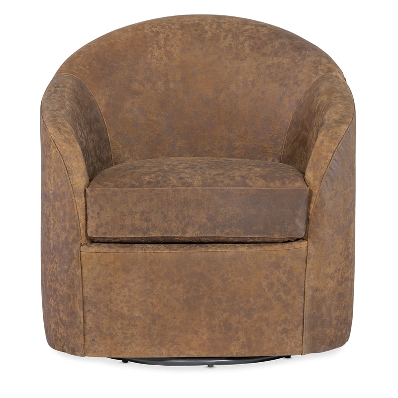 Bowery Hill Modern / Contemporary Leather Swivel Chair in Brown