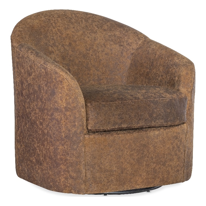 Bowery Hill Modern / Contemporary Leather Swivel Chair in Brown