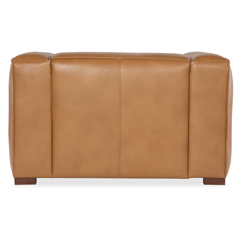 Bowery Hill Modern / Contemporary Wide Arm Chair in Carmel Brown Leather