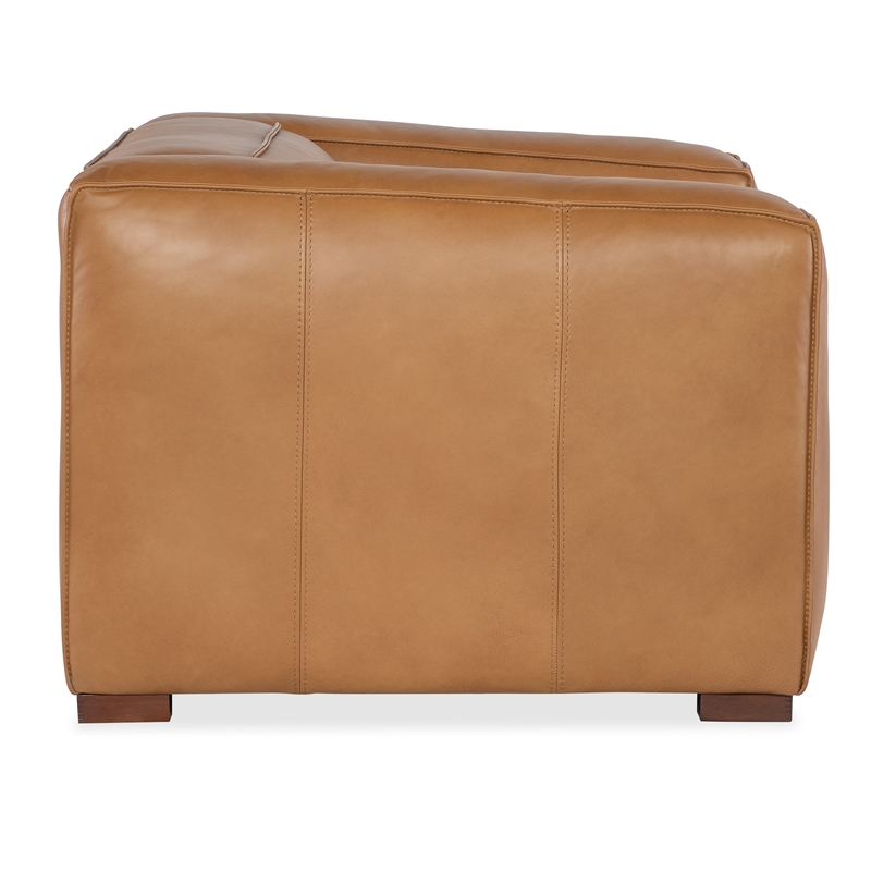 Bowery Hill Modern / Contemporary Wide Arm Chair in Carmel Brown Leather