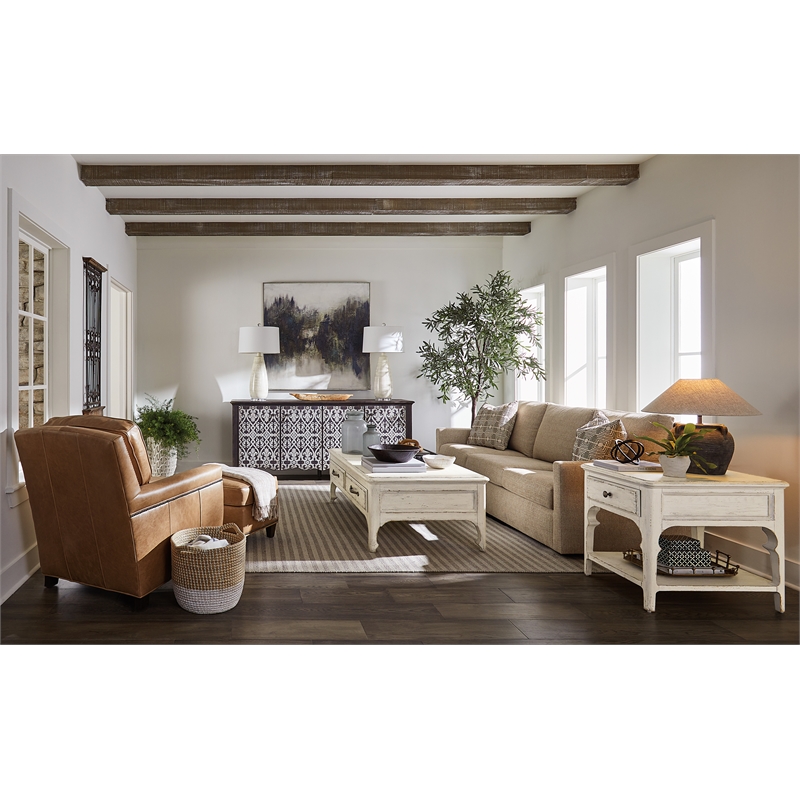 Bowery Hill Modern / Contemporary Wood Rectangle End Table in White
