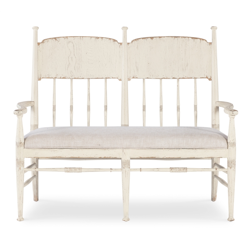 Bowery Hill Modern / Contemporary Wood Dining Bench with Beige Fabric Seat