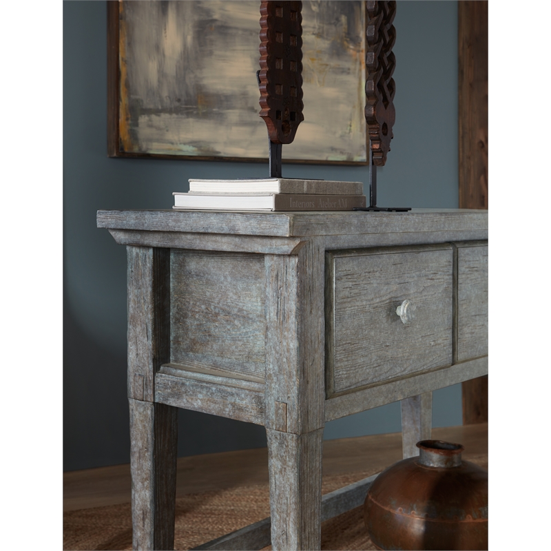 Bowery Hill Modern / Contemporary Stonewashed Wood Console in Blue Finish