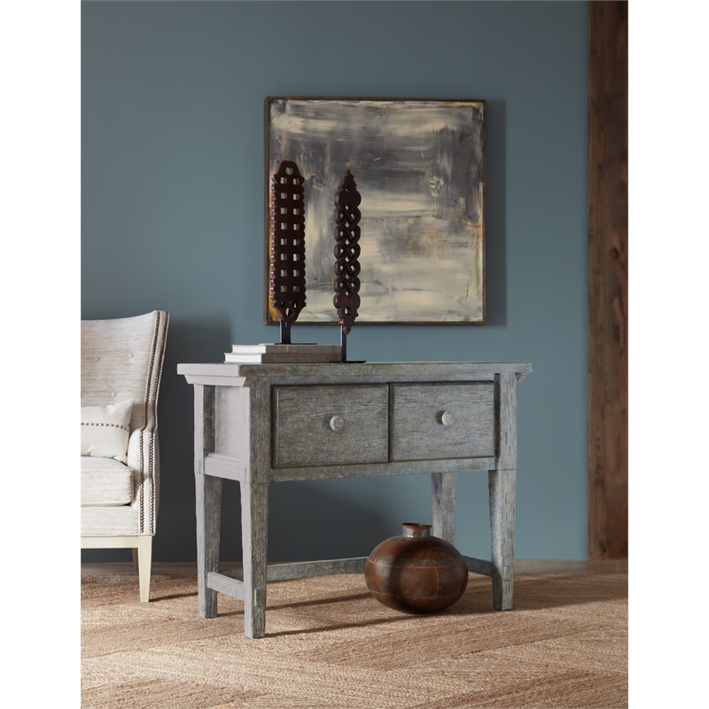 Bowery Hill Modern / Contemporary Stonewashed Wood Console in Blue Finish