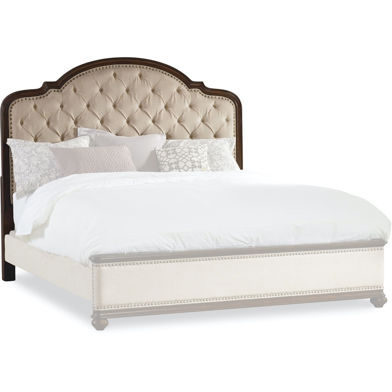 Bowery Hill Solid Wood Tufted Queen Headboard - Alabaster/Mahogany