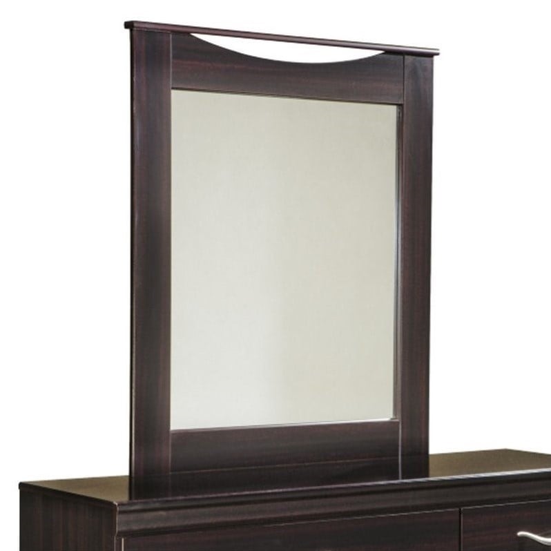 Bowery Hill Contemporary Engineered Wood Bedroom Mirror in Merlot