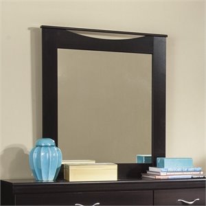 Bowery Hill Contemporary Engineered Wood Bedroom Mirror in Merlot