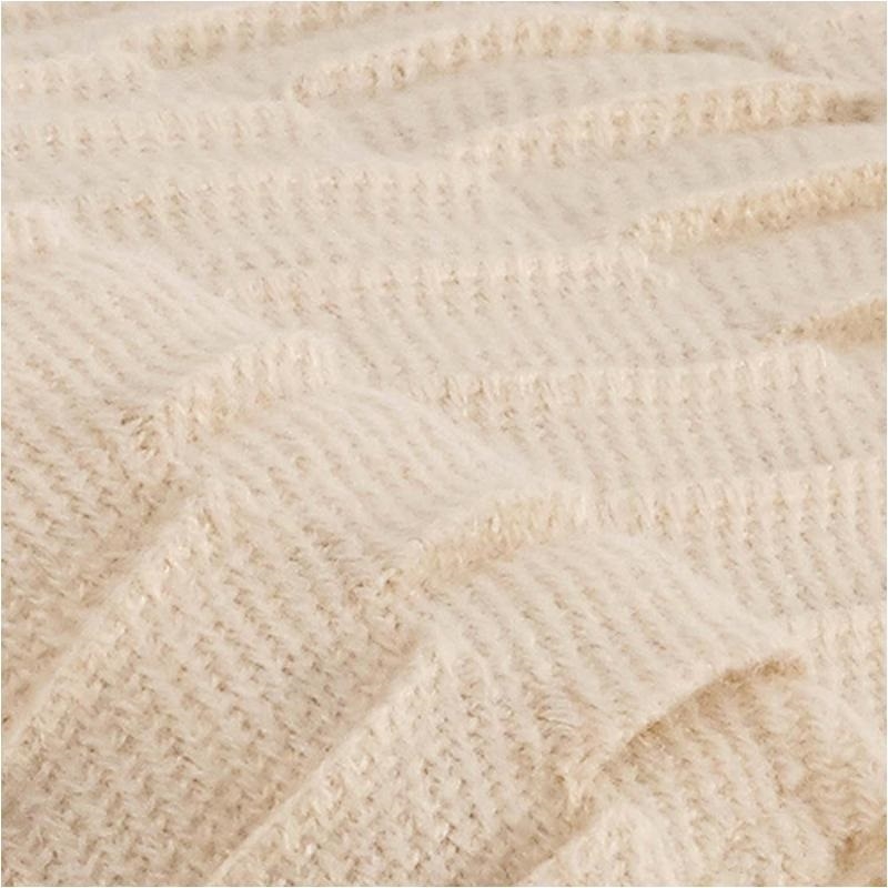 Bowery Hill Acrylic Solid Pleated Textured Throw Blanket in Sand