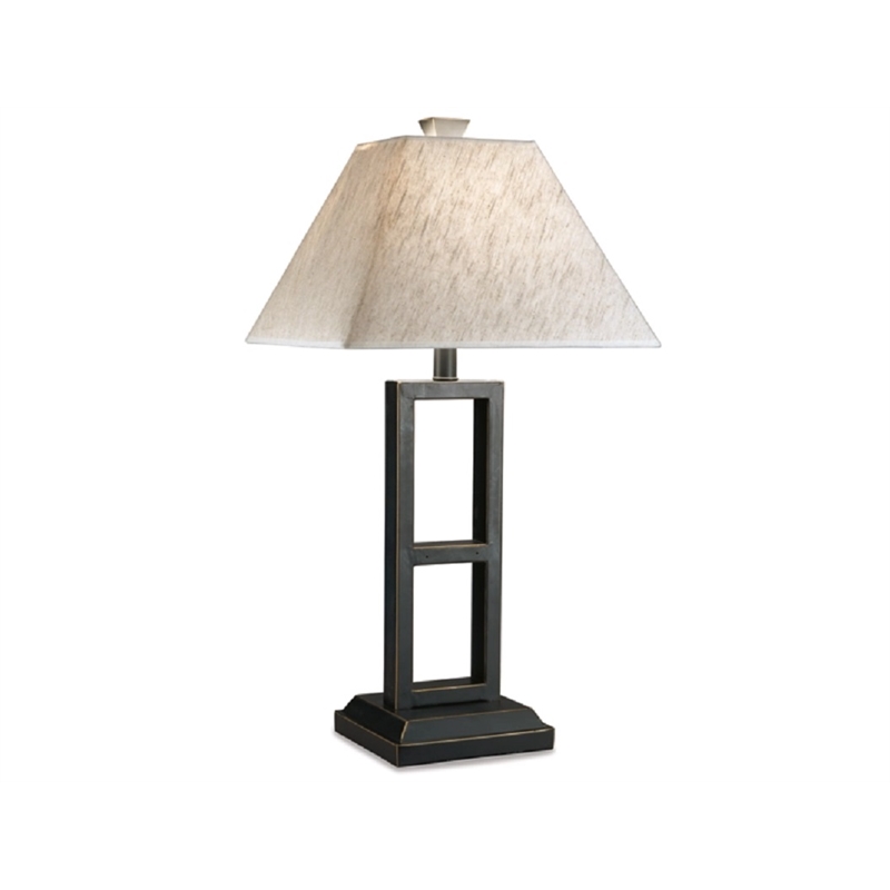 Bowery Hill Metal Table Lamp with Fabric Shade in Black (Set of 2)