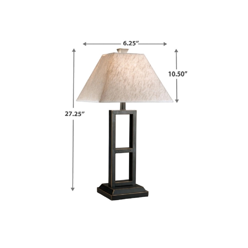 Bowery Hill Metal Table Lamp with Fabric Shade in Black (Set of 2)