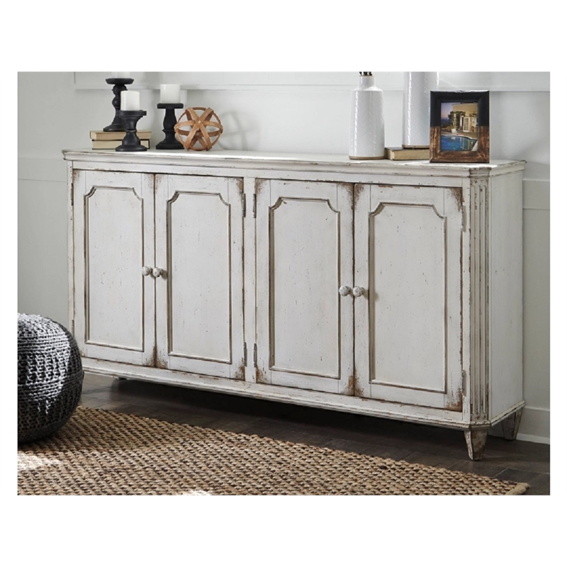 Bowery Hill Modern Engineered Wood Accent Cabinet in Antique White
