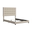 Bowery Hill Tufted Engineered Wood Frame Queen Panel Bed in Beige