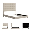 Bowery Hill Tufted Engineered Wood Frame Queen Panel Bed in Beige