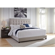Bowery Hill Tufted Engineered Wood Frame Queen Panel Bed in Beige