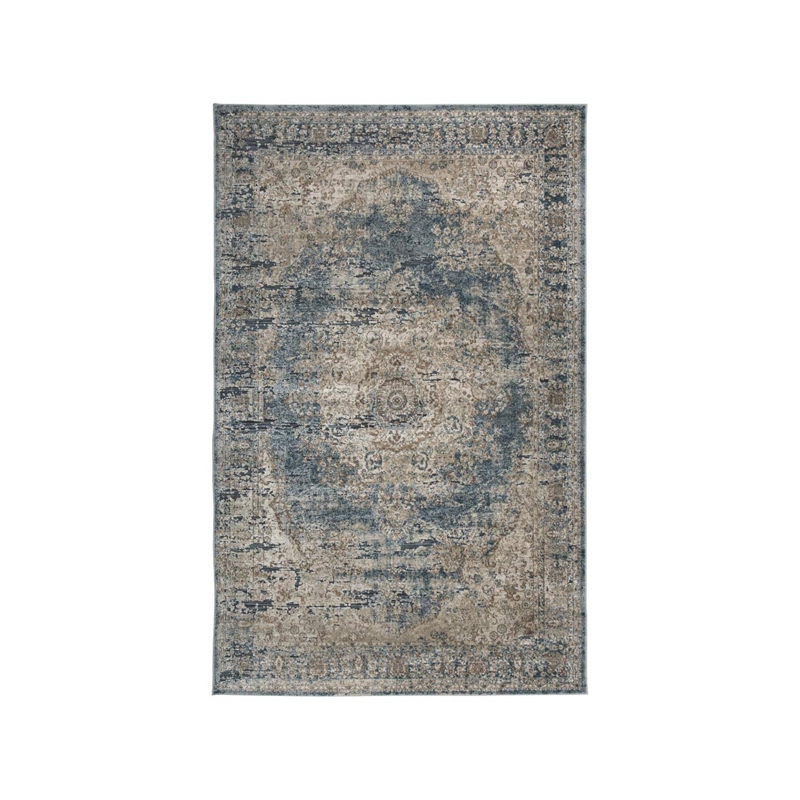 Bowery Hill Modern / Contemporary 5' x 7' Rug in Blue and Tan