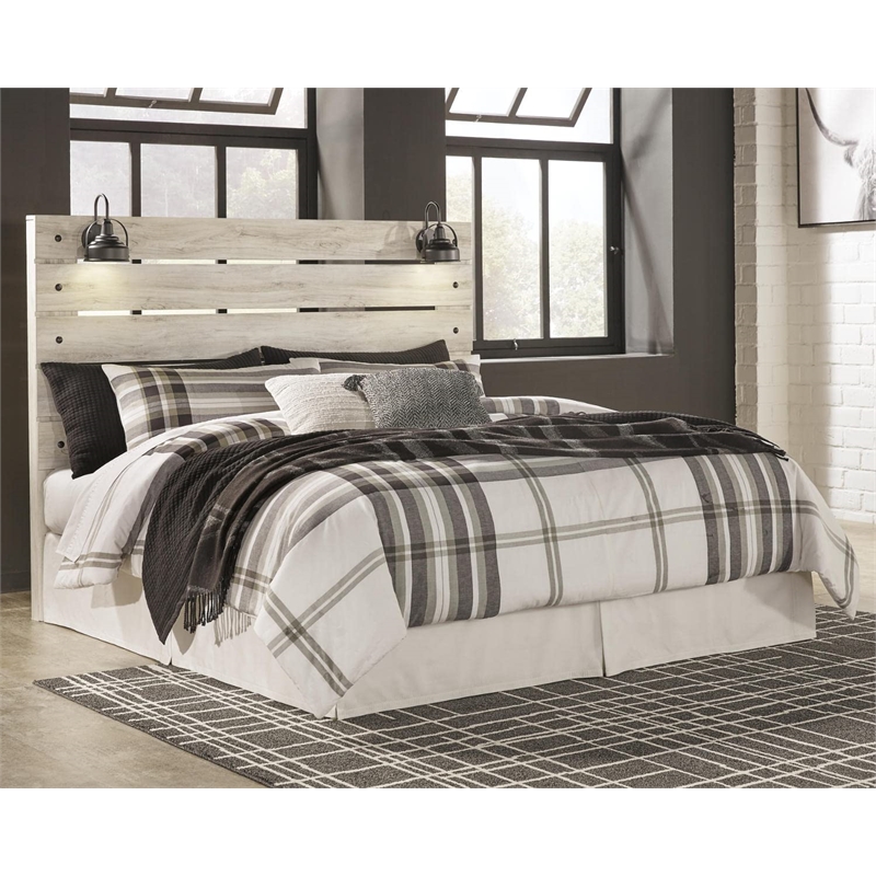 Bowery Hill Contemporary Full LED Panel Headboard in Smokey Gray