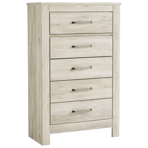 Bowery Hill Contemporary 5-Drawer 34&quot Engineered Wood Chest in White Wash