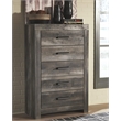 Bowery Hill Contemporary Engineered Wood 5 Drawer Chest in Gray
