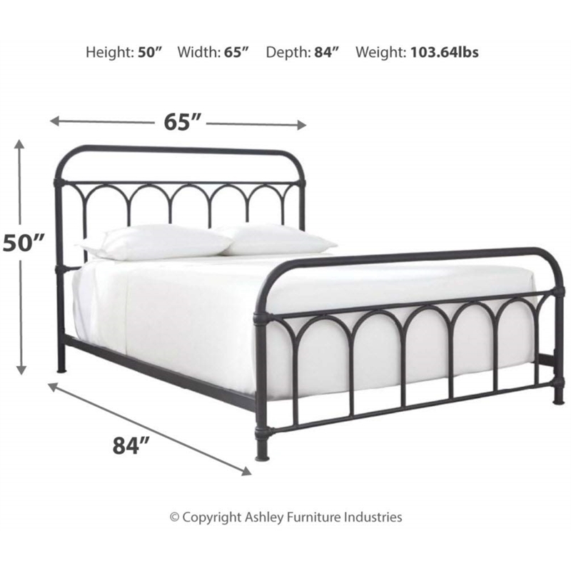 Bowery Hill Steel Matte Black Queen Bed Rectangular 65