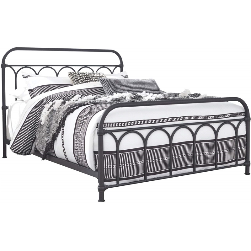 Bowery Hill Steel Matte Black Queen Bed Rectangular 65
