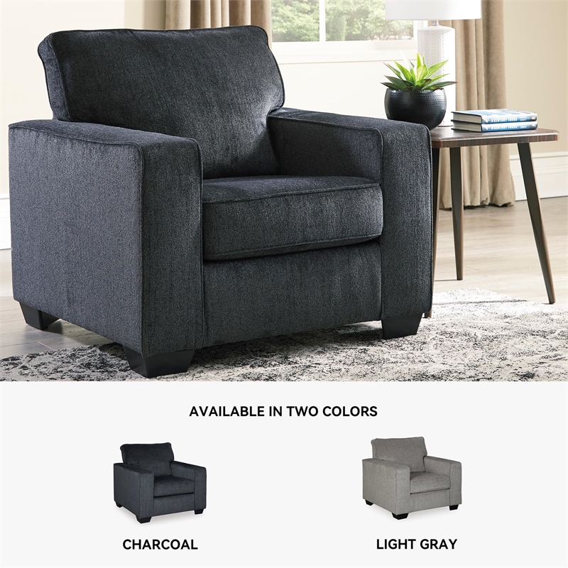 Bowery Hill Contemporary Corner-blocked Frame Accent Chair in Slate