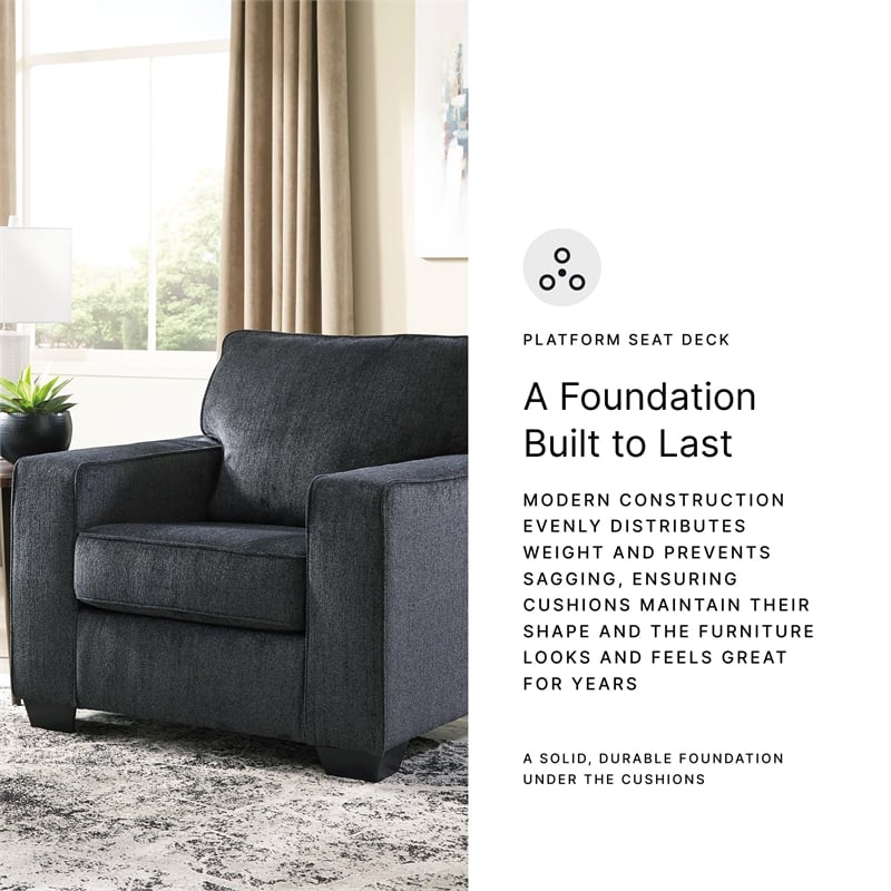 Bowery Hill Contemporary Corner-blocked Frame Accent Chair in Slate