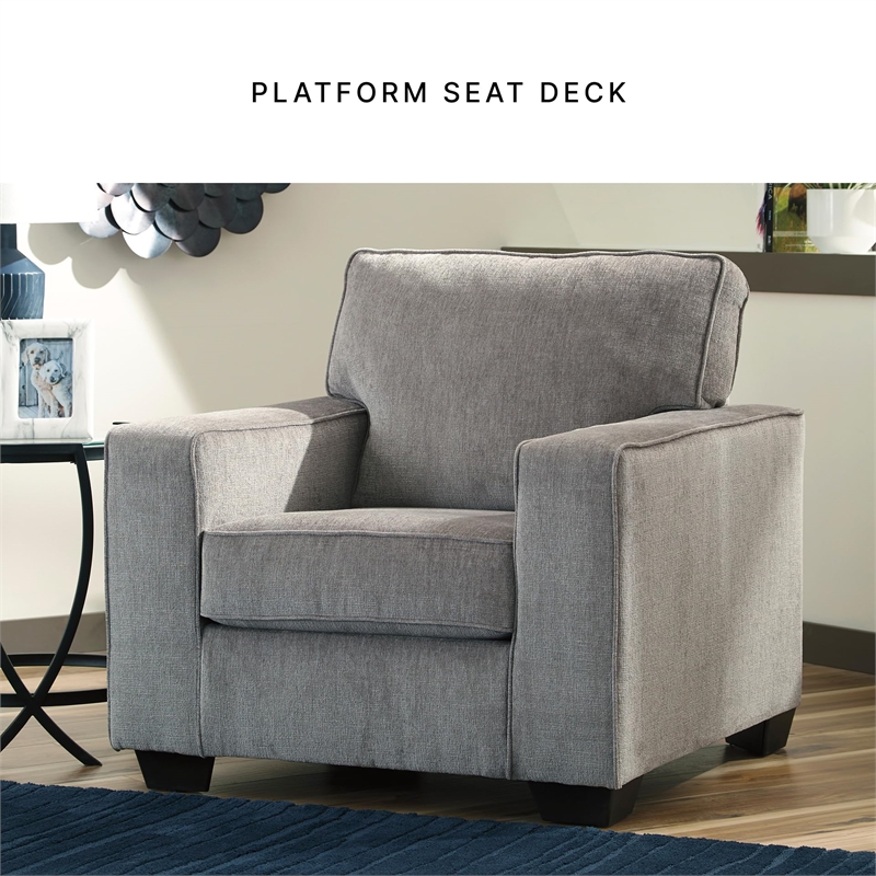 Bowery Hill Contemporary Corner-blocked Frame Accent Chair in Alloy