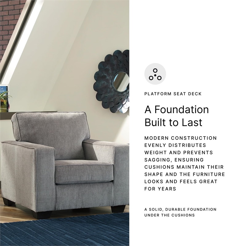 Bowery Hill Contemporary Corner-blocked Frame Accent Chair in Alloy