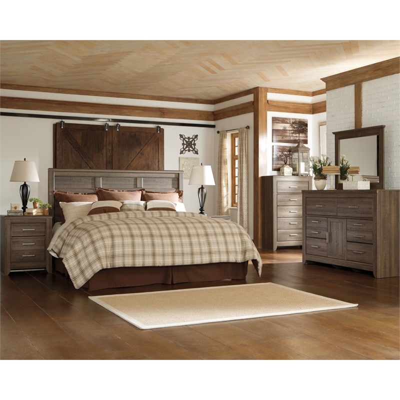 Bowery Hill Modern King California King Panel Headboard in Brown