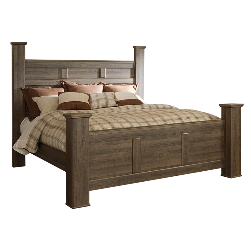 Bowery Hill Modern California King Poster Headboard Dark Brown
