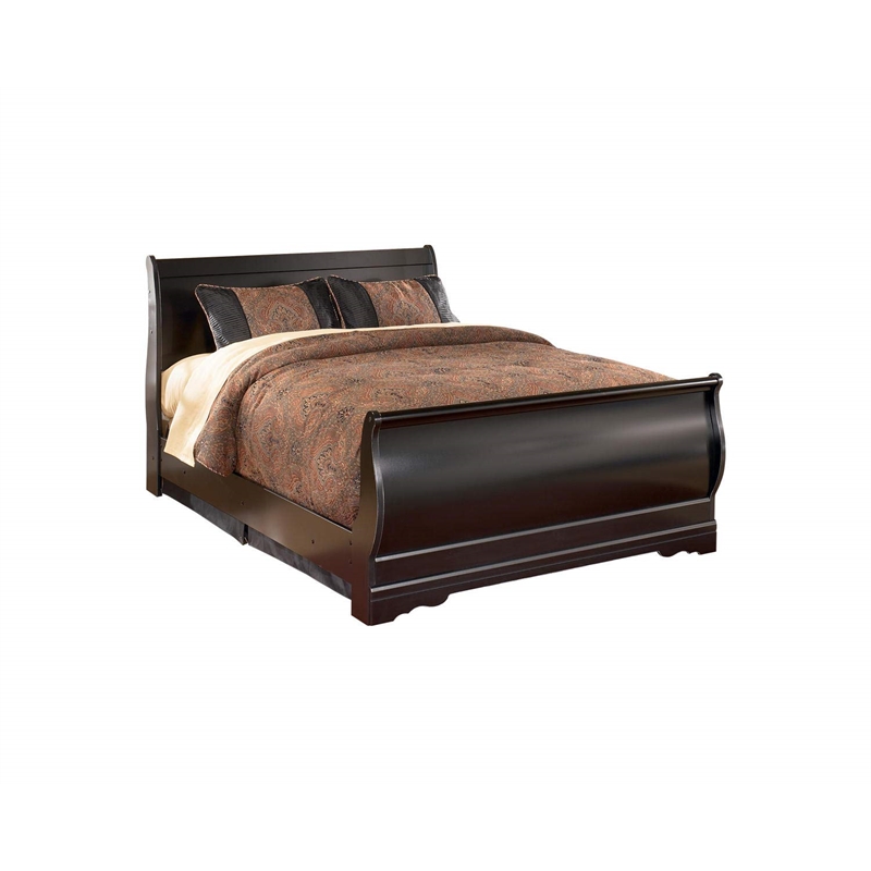 Bowery Hill Contemporary Wood Sleigh Full Headboard in Black
