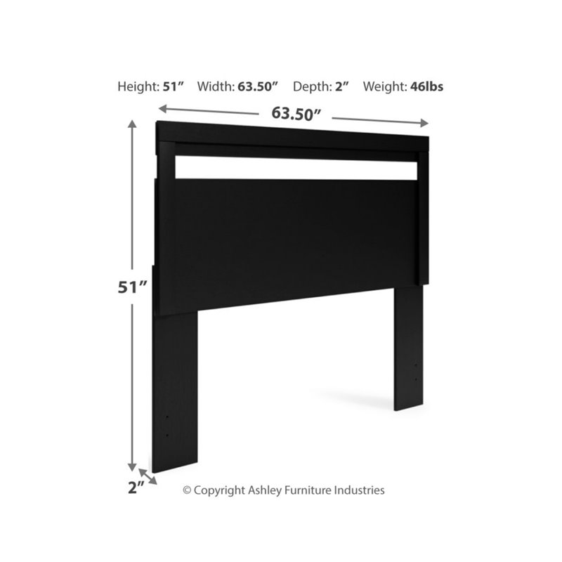 Bowery Hill Modern Engineered Wood Queen Panel Headboard in Black