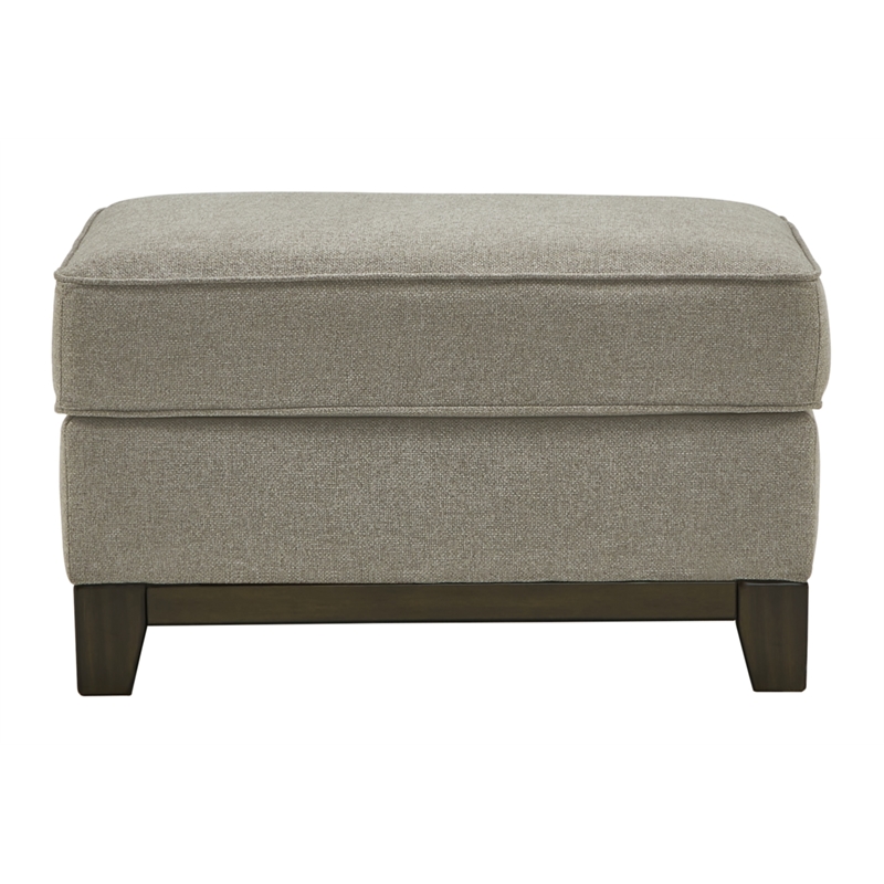 Bowery Hill Contemporary Fabric Ottoman in Gray & Brown Finish