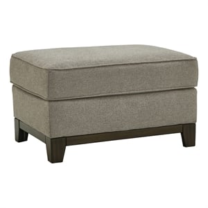 Bowery Hill Contemporary Fabric Ottoman in Gray & Brown Finish