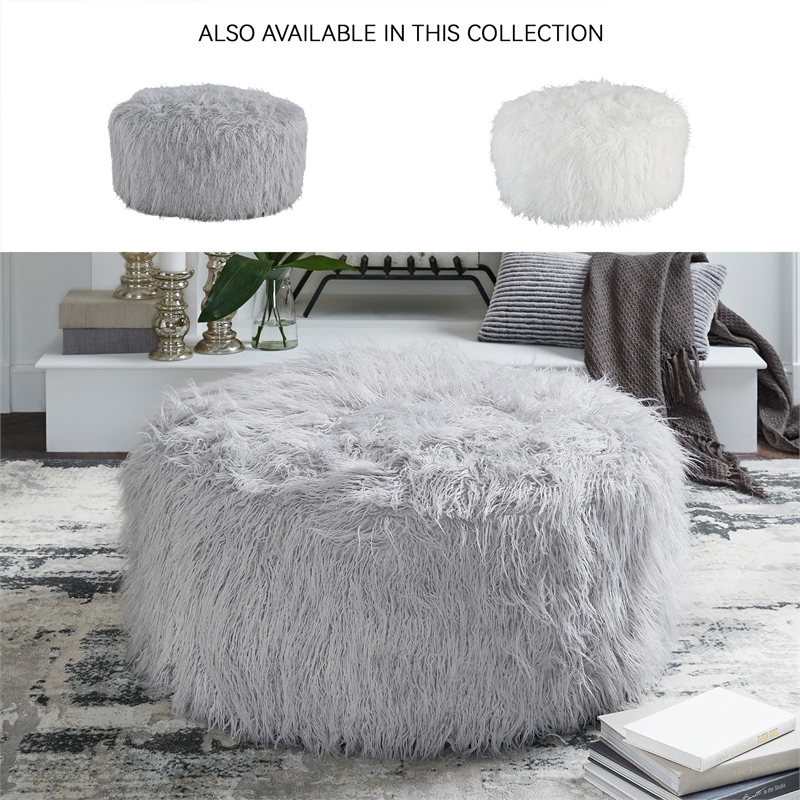 Bowery Hill Contemporary Fabric Oversized Accent Ottoman in Gray