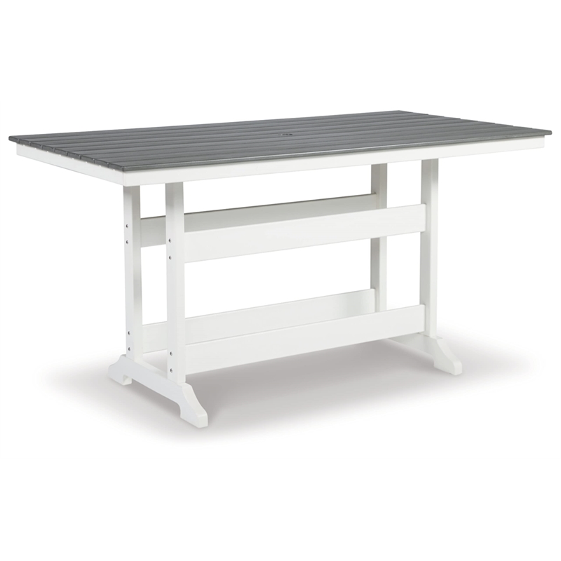 Bowery Hill Modern Outdoor Plastic Dining Table in Gray and White