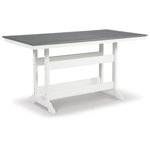 Bowery Hill Modern Outdoor Plastic Dining Table in Gray and White