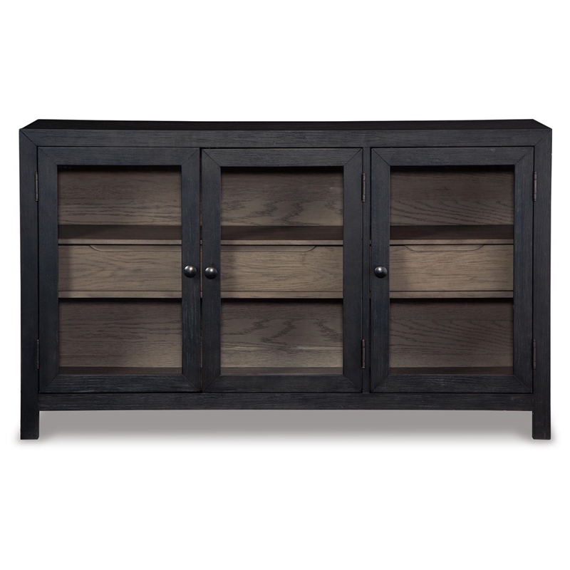 Bowery Hill Modern 3-Door Wood Accent Cabinet in Black/Warm Gray