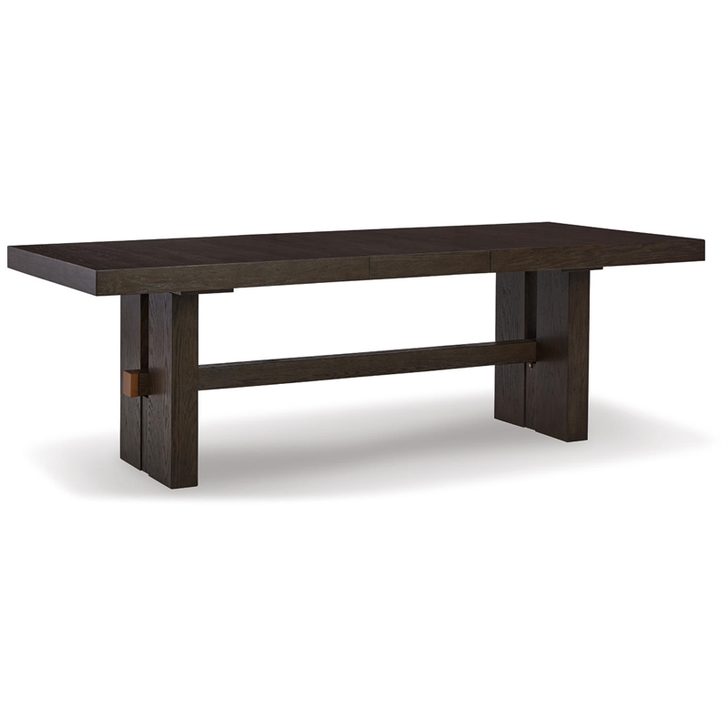 Bowery Hill Wood Dark Brown Dining Table Rectangular Removable Leaf 72-90