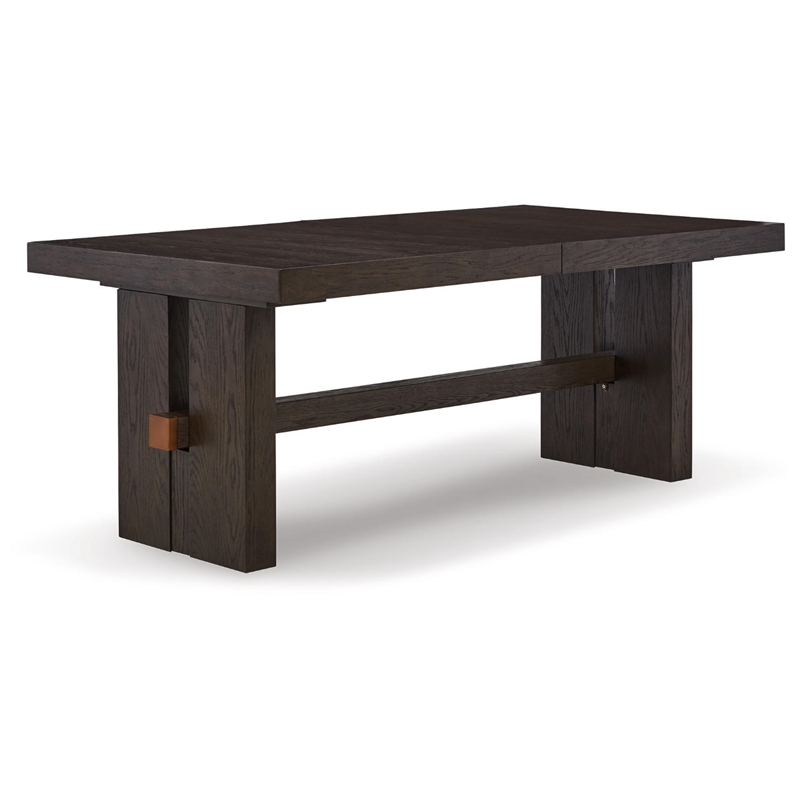 Bowery Hill Wood Dark Brown Dining Table Rectangular Removable Leaf 72-90